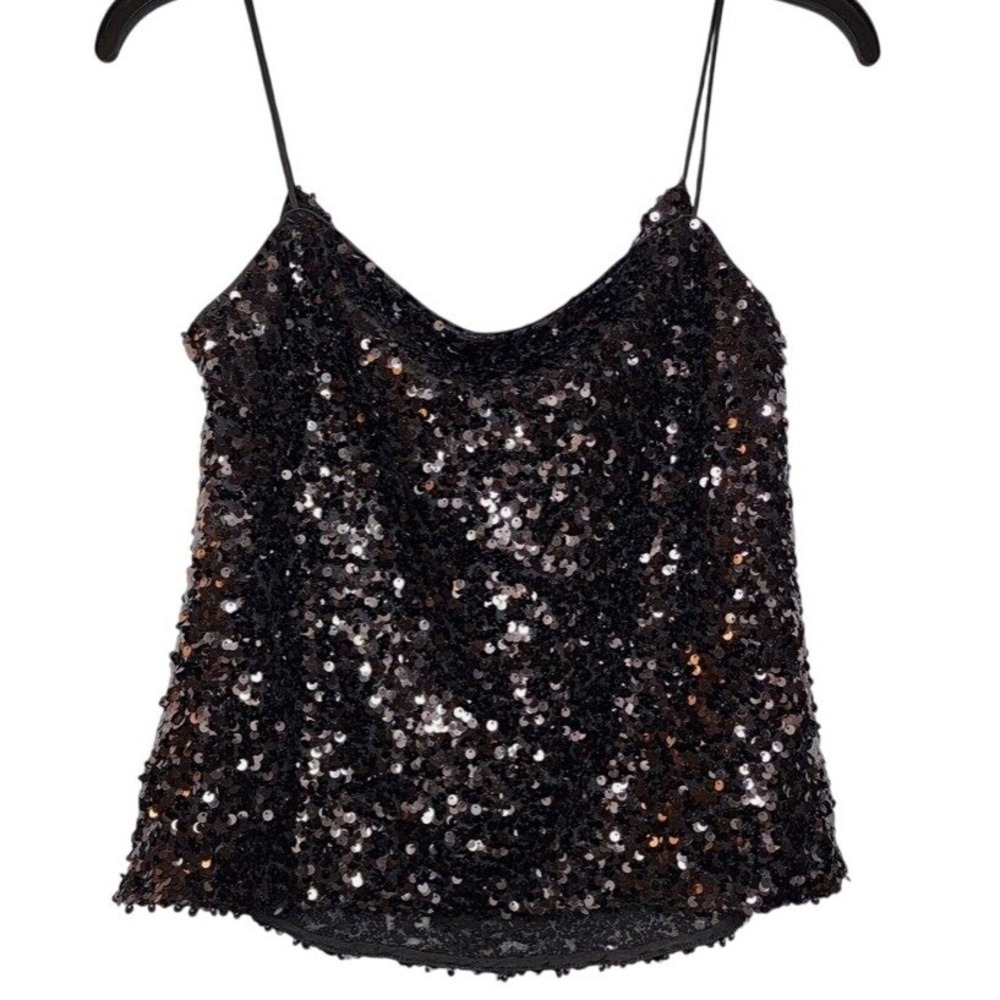 $185 NWT SACHIN & BABI Jesse Sequin Cami Black Prom Formal Party‎ Tank SMALL - Picture 4 of 8